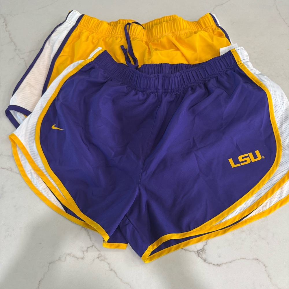 Nike Purple and Yellow Athletic Shorts